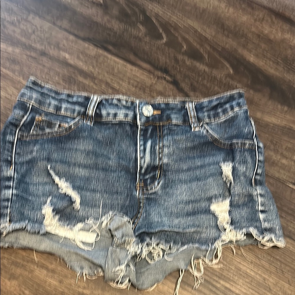 Distressed Denim Shorts